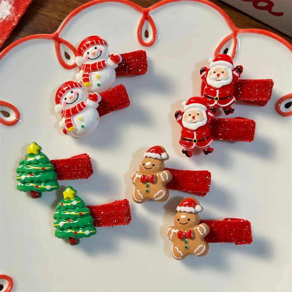 

Christmas Red Velvet Hair Clip Reindeer Christmas Tree Edge Clip Girlish Heart Bangs Clip Autumn and Winter Hair Accessories