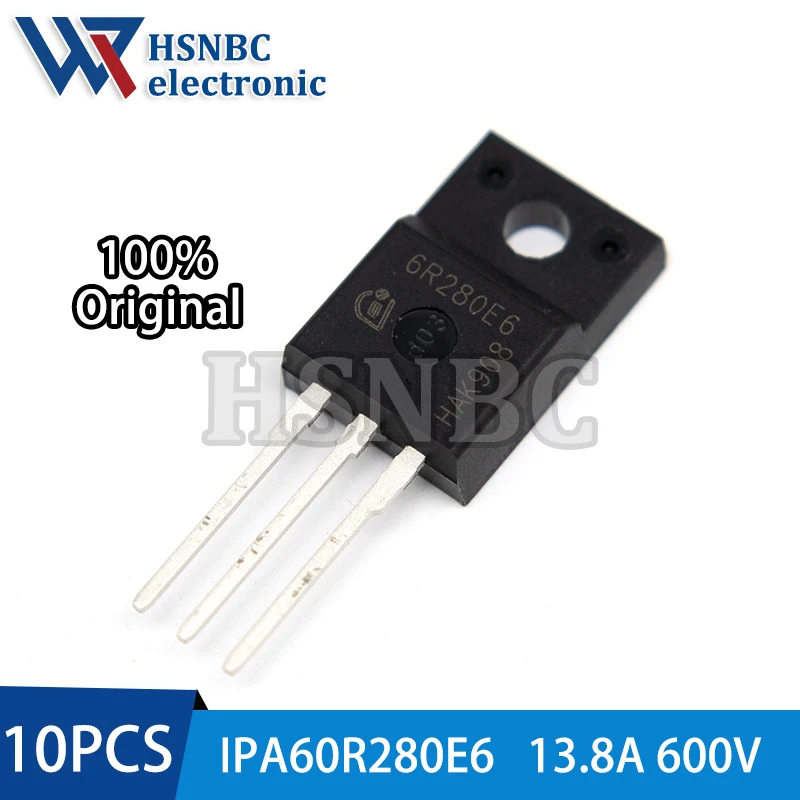 

10PCS IPA60R280E6 6R280E6 IPA60R280E6XKSA1 TO-220F 13.8A 600V N-channel Power MOSFET Transistor 100% New Original