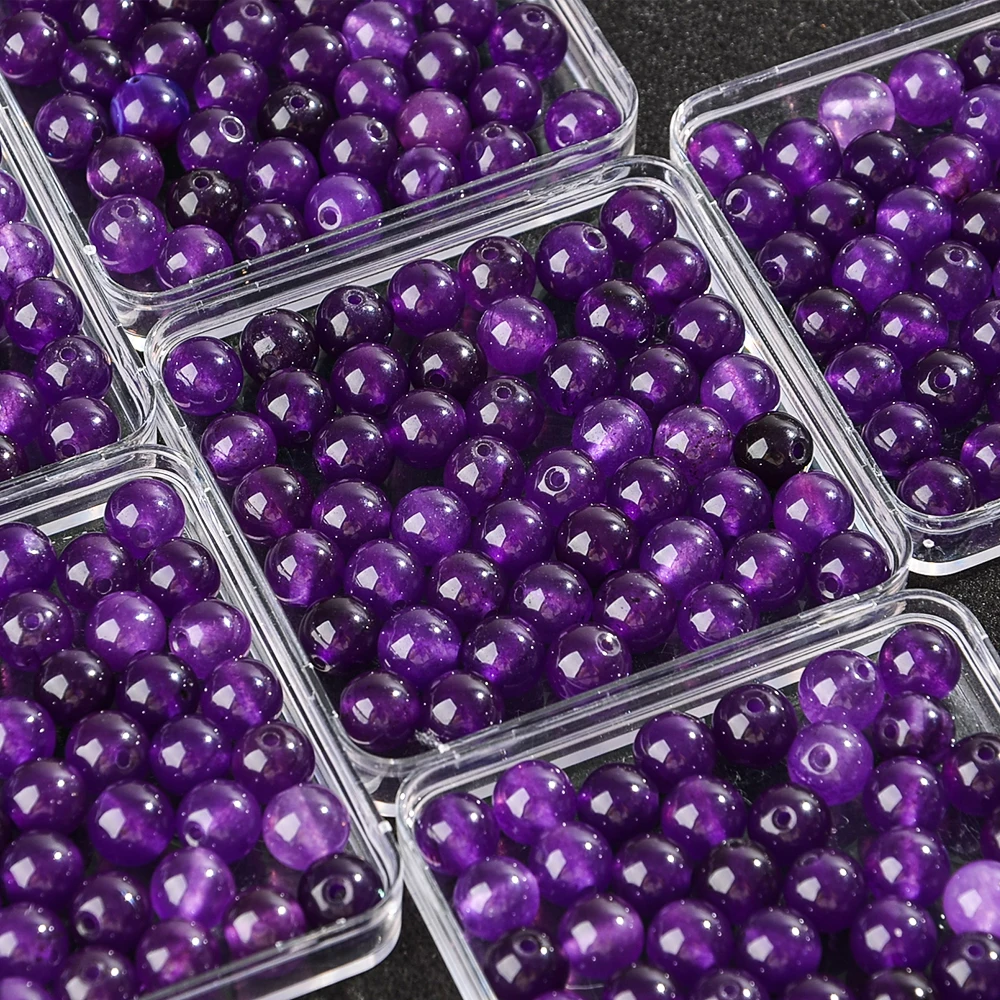 38/45/60/90pcs Natural Amethyst Gemstone Round Loose Beads, Used for Jewelry Making