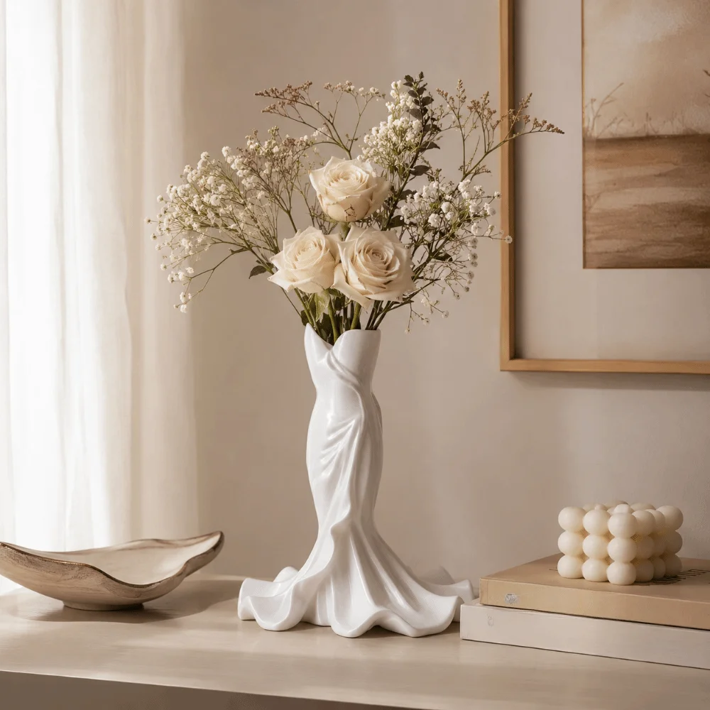 Creative Dress Shape Mermaid Tail Vase Elegant Home Decor Desktop Ornaments 3D Printed Pencil Holder Gift