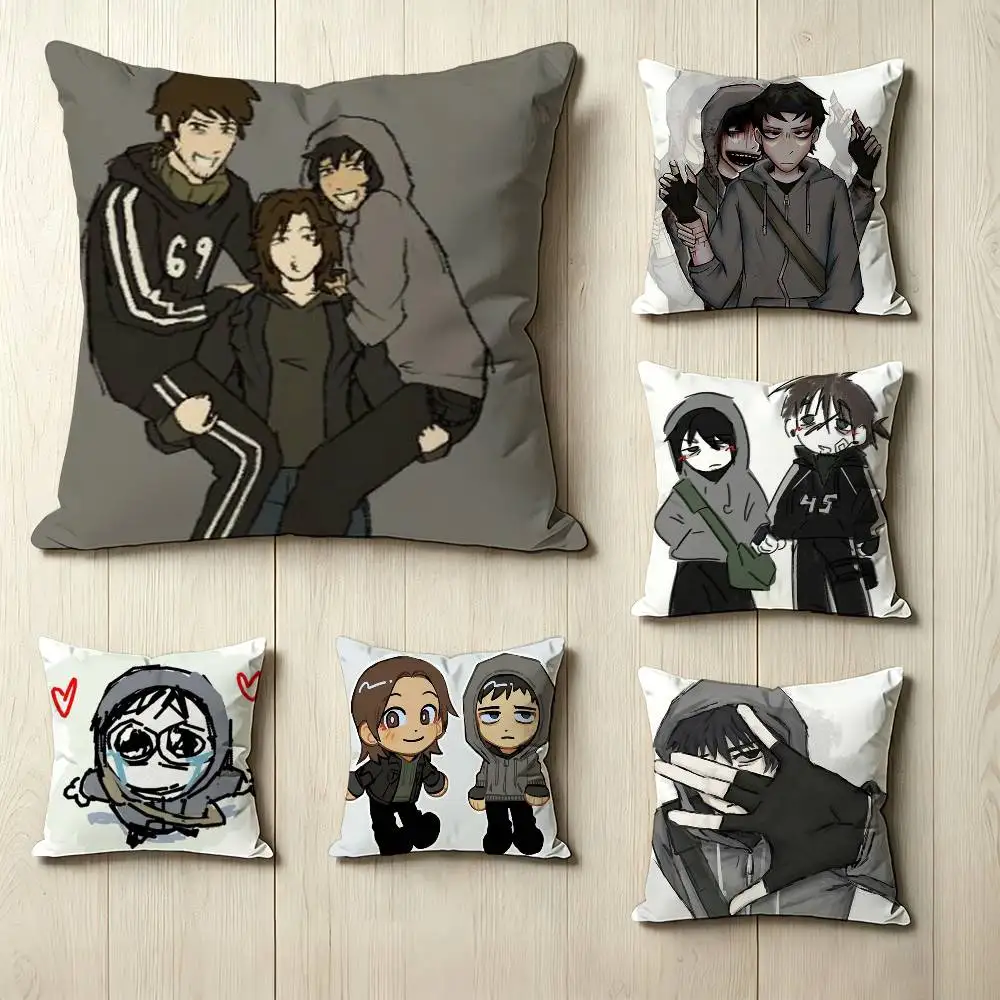 C-Creepypasta Horror J-Jeff the K-Killer  Pillow Case Square Double-Sided Sofa Cushion Cover Bedroom Bedside Pillow