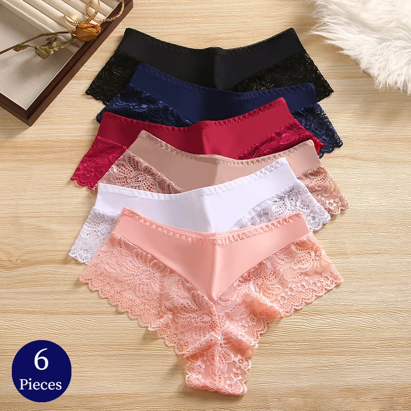 WarmSteps 6PCS/Set Women\'s Panties Sweet Lace Briefs Breathable Underwear Woman Sexy Lingerie Soft Comfortable Female Underpants