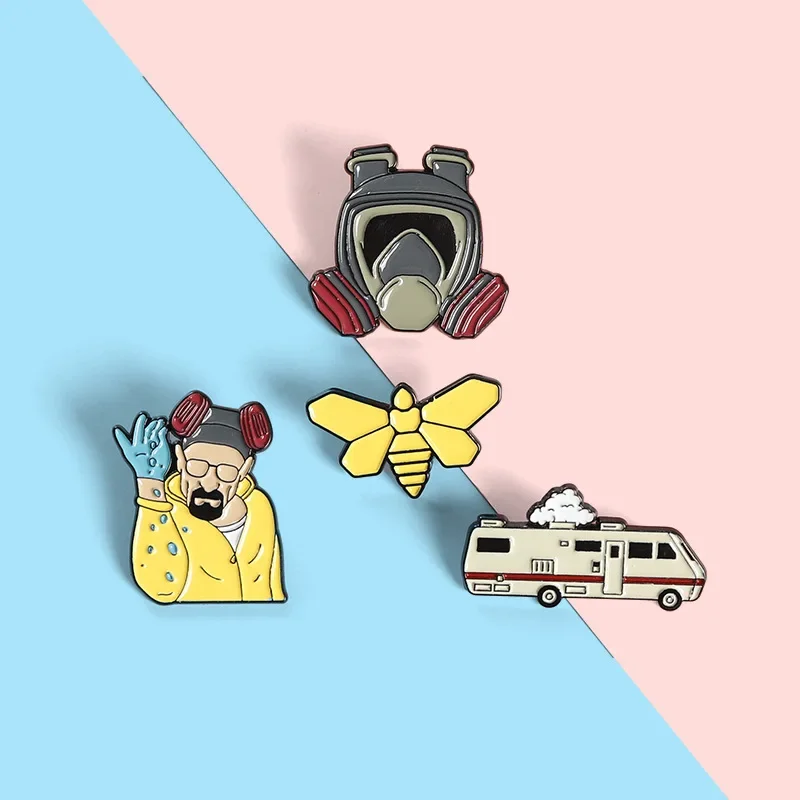 Breaking Bad Enamel Pins Wholesale Butterfly Car TV Series Cartoon Metal Pin Lapel Brooches Badge Jewelry Gift for Fans Friends