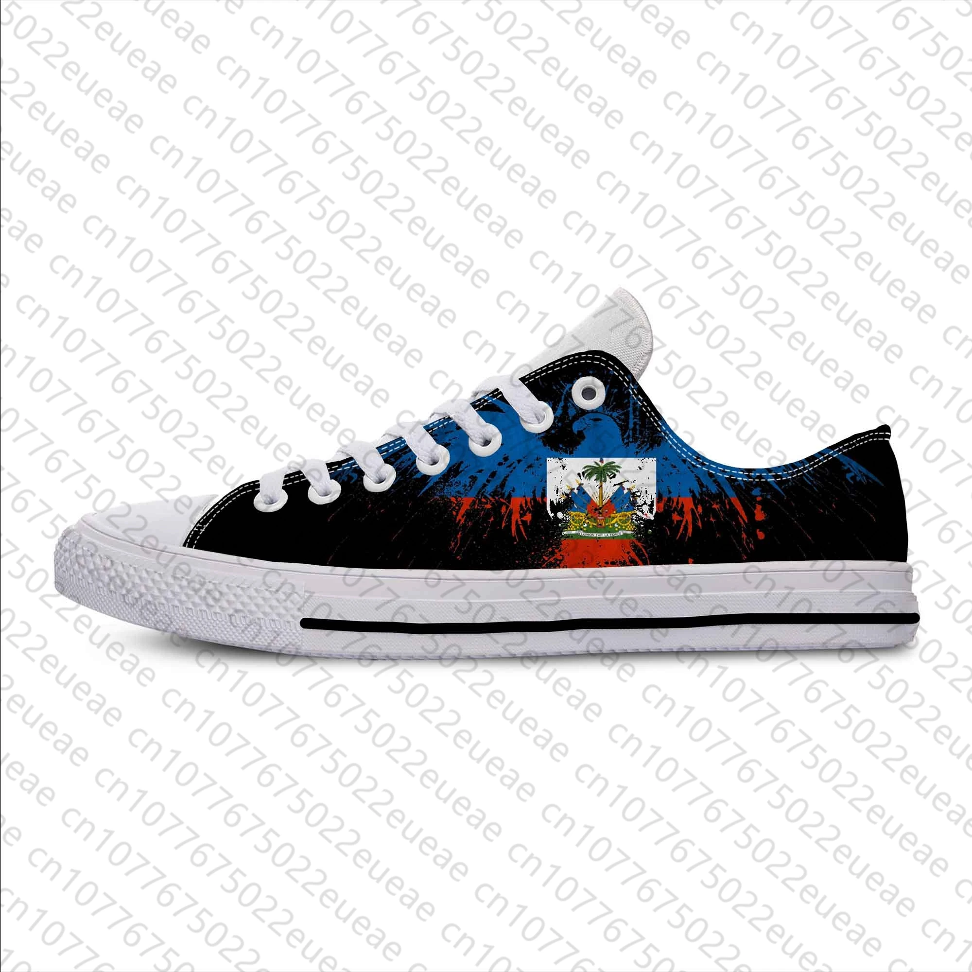 Haiti Haitian Flag Patriotic Pride Fashion popolare scarpe di stoffa Casual Low Top confortevole traspirante stampa 3D uomo donna Sneakers