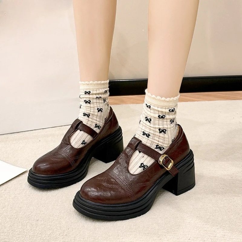 

2026 New Women's Fashion Thick Heel Shoes Spring New Round Head Deep Mouth Thick Sole High Heels