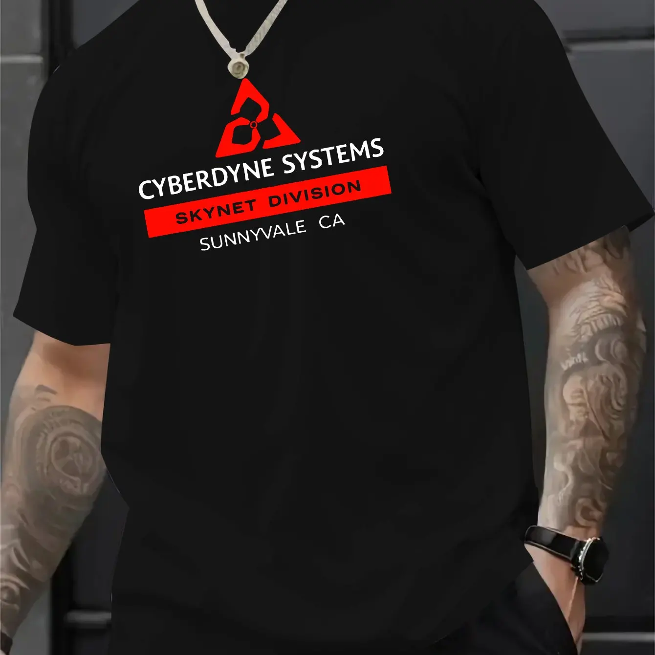Crew neck short-sleeved minimalist top Cyberdyne Systems Skynet Division Sunnyvale CA patterned summer couple streetwear