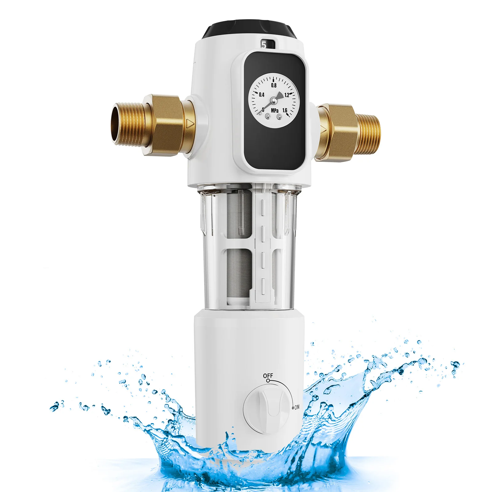 VEVOR Préfiltre à eau rotatif, 19 mm G-M + 25,4 mm G-M, filtre à sédiments d'eau de puits pour toute la maison, 40 microns, 4 T/H débit élevé, pour systèmes de filtration d'eau dans toute la maison