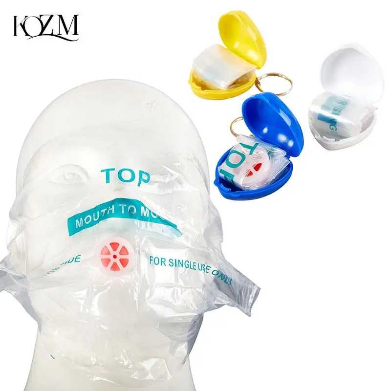 1 Buah Masker CPR Perisai Wajah CPR untuk Resuscitator CPR dengan Gantungan Kunci Satu Arah Cincin Kunci Bentuk Hati Kotak Pertolongan Pertama