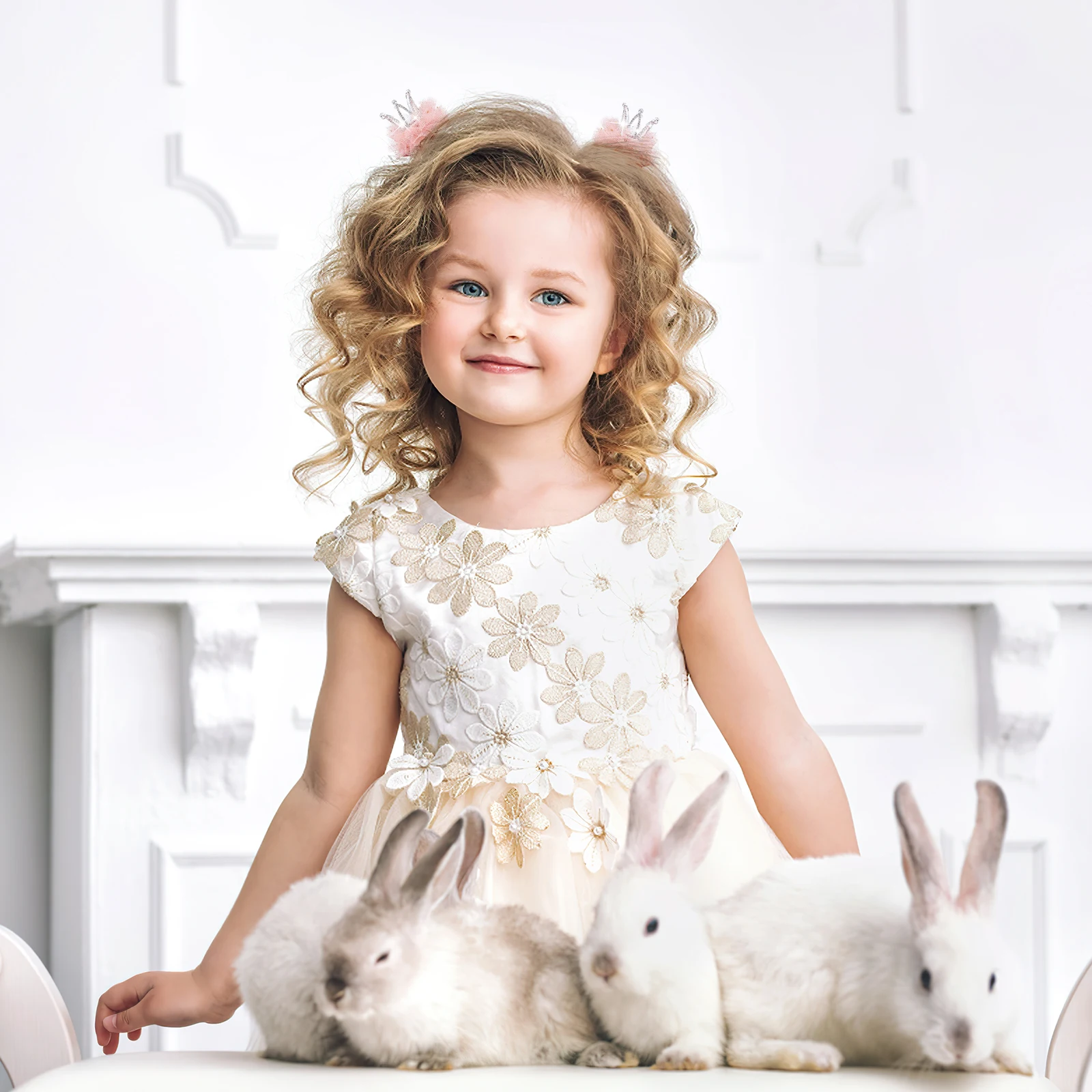 

2pcs Crown Hair Clips for Toddler Girls Birthday Party Accessories Mesh Decor Rhinestone Barrettes Kids Hairpins