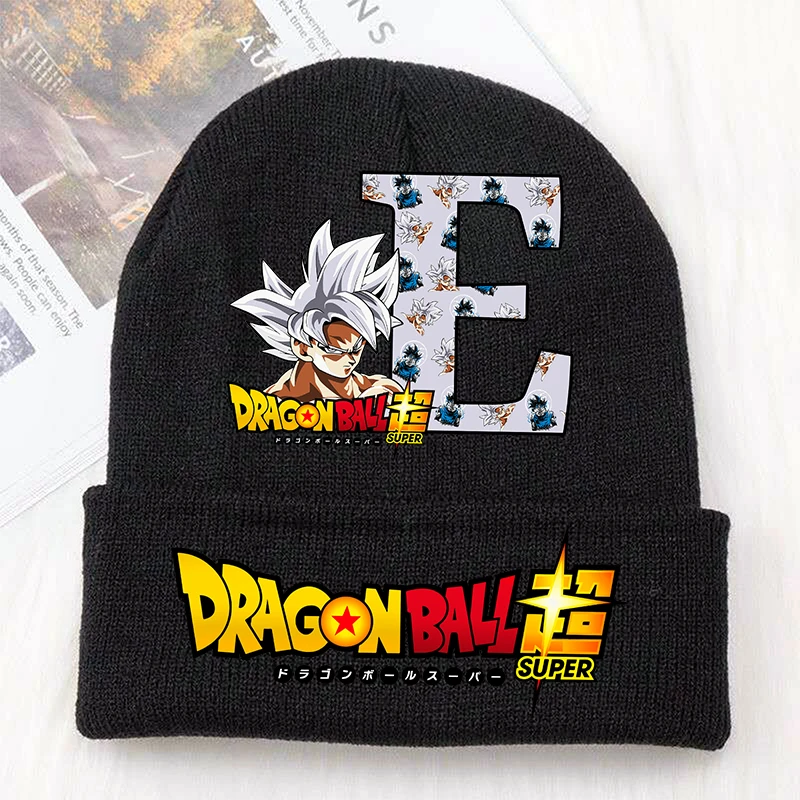 Dragon Ball Super Goku Boys Black Knitted Hats Headgear Printed Letter Winter Cute Children Woolen Cap Cartoon Anime Kids Gifts