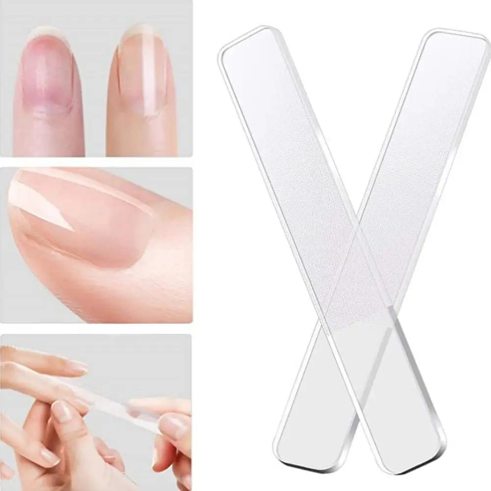 Lixamento de vidro e polimento lixa de unhas, dupla face, Art Nail, Transparente, Grosseiro Moagem, Nail Fine Tool, Y8l0, 9cm