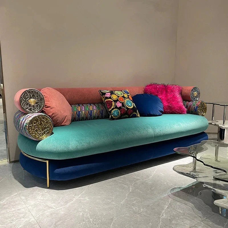 

Soft Fancy Unique Sofa Modern Wood Nordic European Puffs Sofa 3 Seater Muebles Para Salas Modernos Living Room Furniture