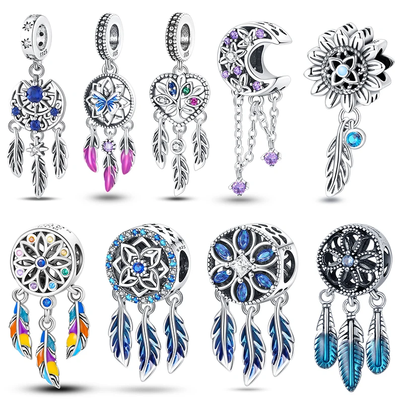 New in Colorful Dream Catcher Charm Beads Fit 3mm Original Bracelet For Women 925 Silver Women DIY Fine Charm Jewelry Gift Hot