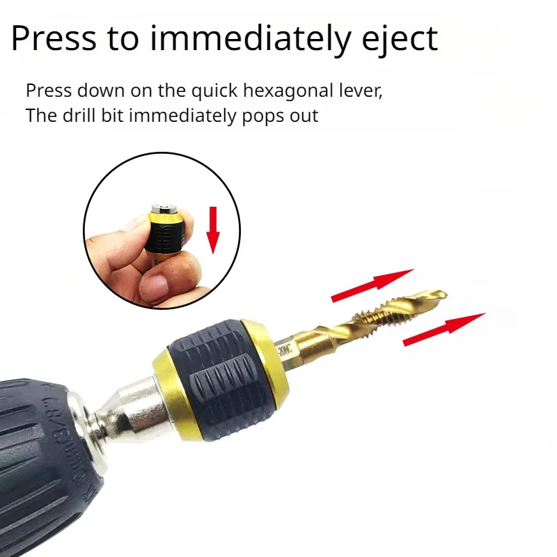 Electric Drill Adapter Pop-up Self-locking Connecting Rod Hexagonal Handle Large End Quick Release and Quick Change Screwdriver