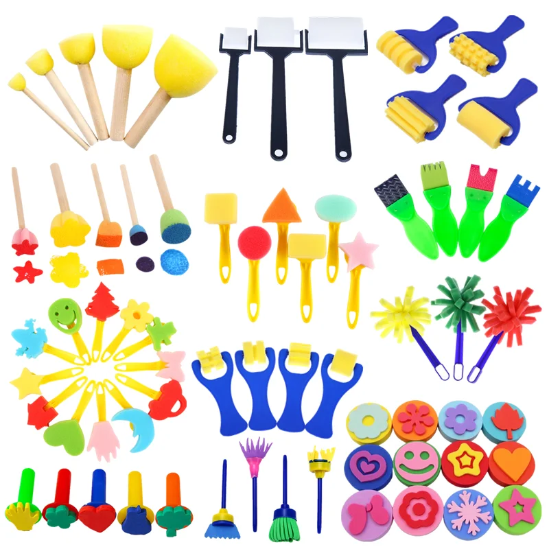 

Children's DIY Graffiti Sponge Brush Set Painting Toy Seal Sponge Brush Art Brush Enlightenment Puzzle Gifts