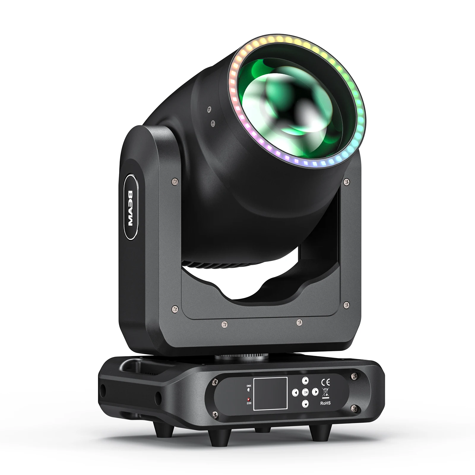 U'King 200W Beam Moving Head Licht DMX512 Bühnenlicht RGB LED Lichtleiste 8+16 Prismen Regenbogeneffekt für DJ Disco Konzertparty