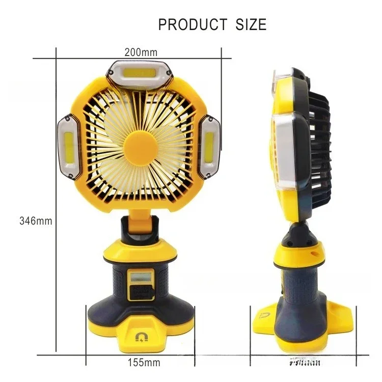 Multi functional rotatable adjustable strong magnetic USB charging fan working light