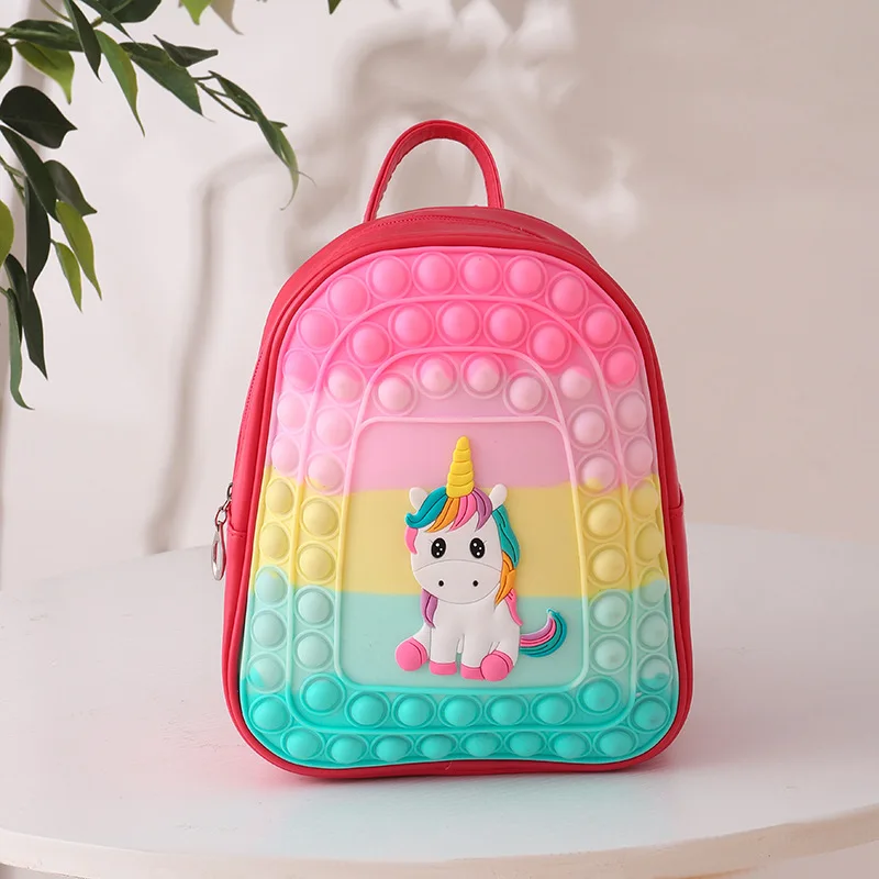 New style cartoon unicorn children schoolbag waterproof decompression silicone backpack