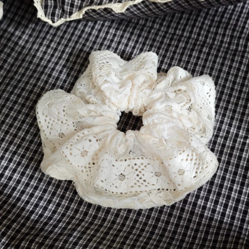 Luxury Handmade Lace Hollow Out Scrunchie Vintage Retro Hair Tie High-End Women Fashion Accessories Hot Sale Best Seller