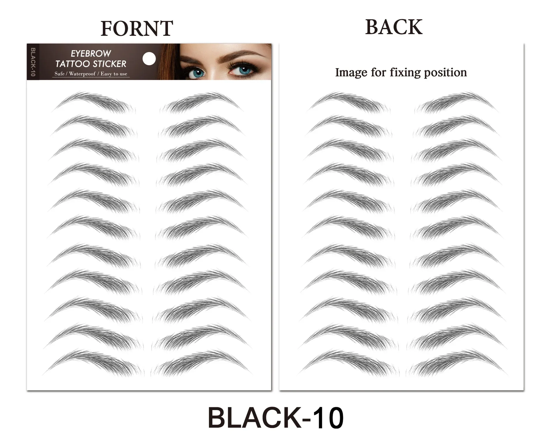 Eyebrow Makeup Tattoo Sticker Water-based Hair-liked Waterproof Long Lasting False Eyebrows Stickers for Brow Grooming Shaping