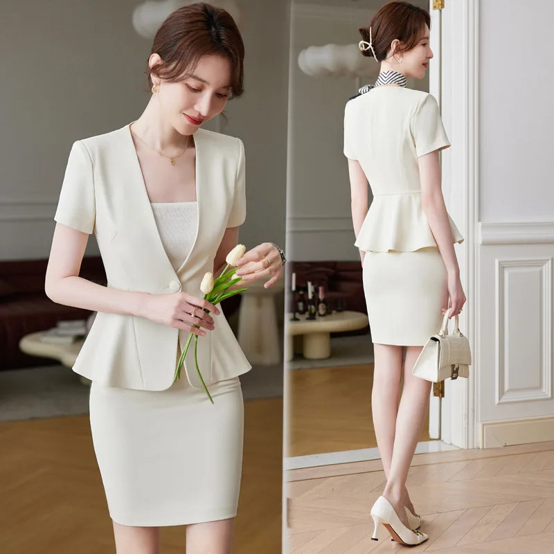 

Женский костюм, профессиональная официальная одежда, новый летний стиль, стиль богини, ювелирный магазин, стойка регистрации отеля, спецодежда, костюм, спецодежда