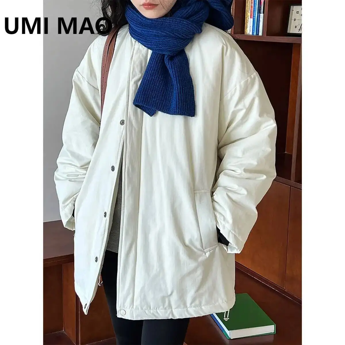 

UMI MAO Japanese Minimalist Silhouette Cotton Women's Harajuku Winter Jacket New Warmth Oversize Cotton Coat Femme
