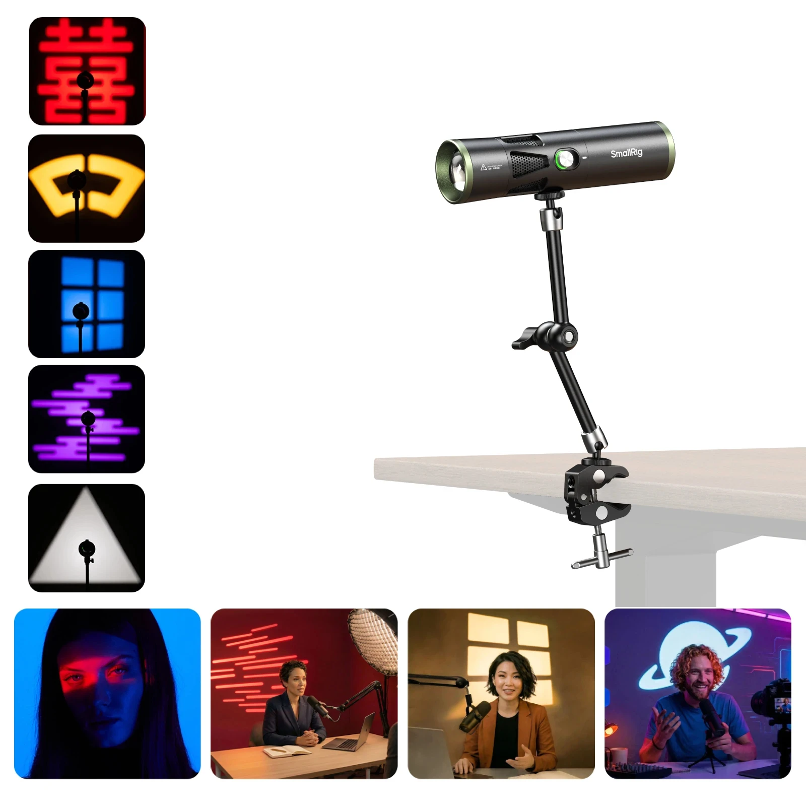 SmallRig RF 20C RGB draagbare LED-fotografieflitslamp 20W dimbaar 5 kleuren met 20 patroonlichtfilters 10000mAh voor video