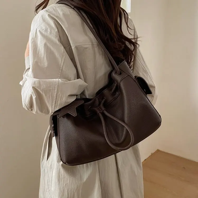 

Новая модная дизайнерская сумка 2026 года: сумка-мешок на шнурке, наплечная сумка, премиум-класса, большая вместимость, сумка-облако