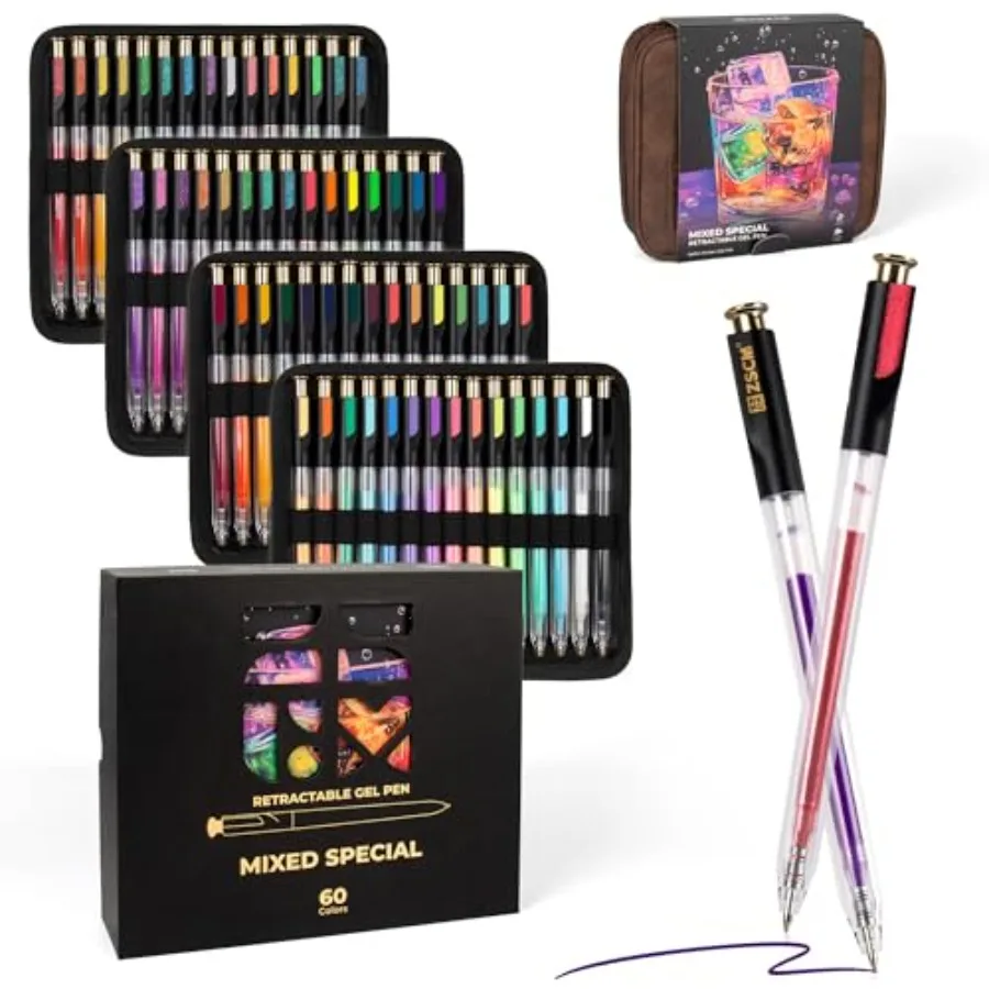 

Retractable Gel Pen For Adult Coloring Large Capacity Multicolor Gel Ink Pens 1 mm Fine Point Smooth Writing Color Pen for Adul