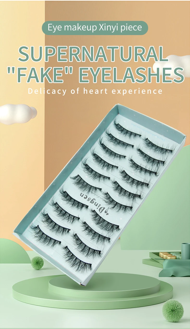 DINGSEN 10 Paar 3D Faux Mink Wimpern Natürliche Kunstwimpern Maßgeschneiderte Flauschige Weiche Voluminöse Wiederverwendbare Make-up Wimpern Bestseller – Detail 4