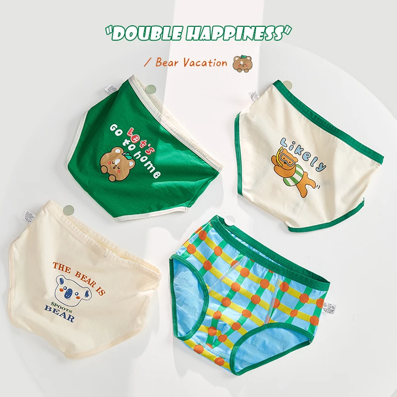 4PCS/set Boys' Underwear Cute Children's Panties Pure Cotton Briefs for Boys Soft Shorts Cartoon Underpants Boy Boys' Underwears