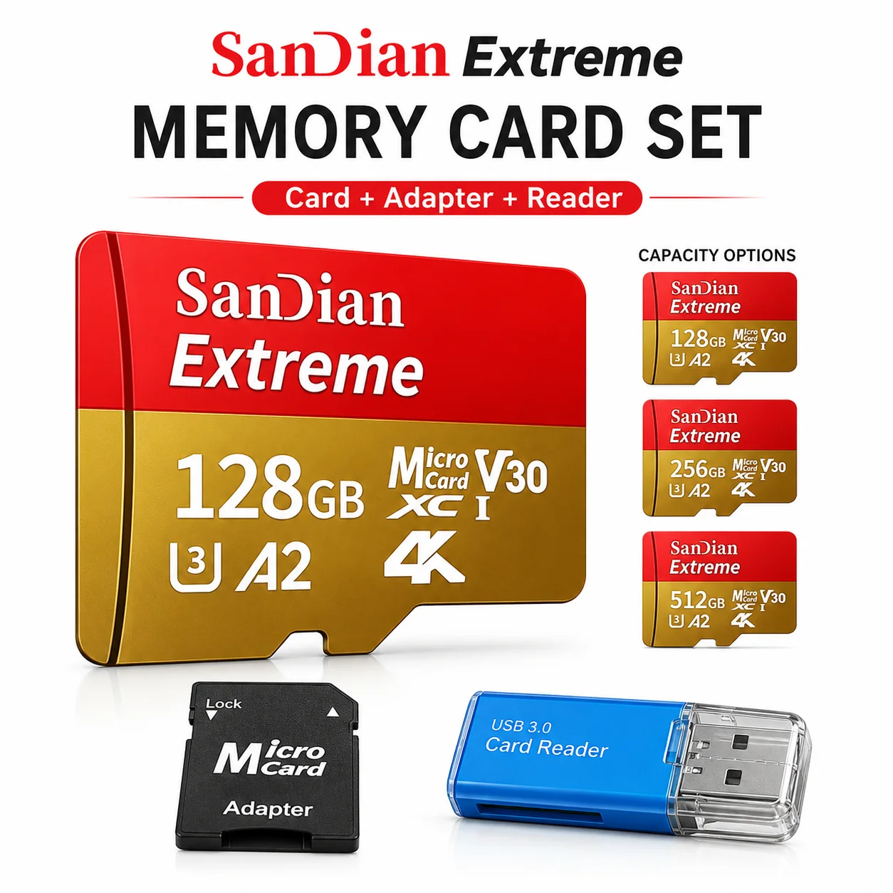 128GB SD Card Memory Card for Camera Phone Tablet Video Photo File Storage