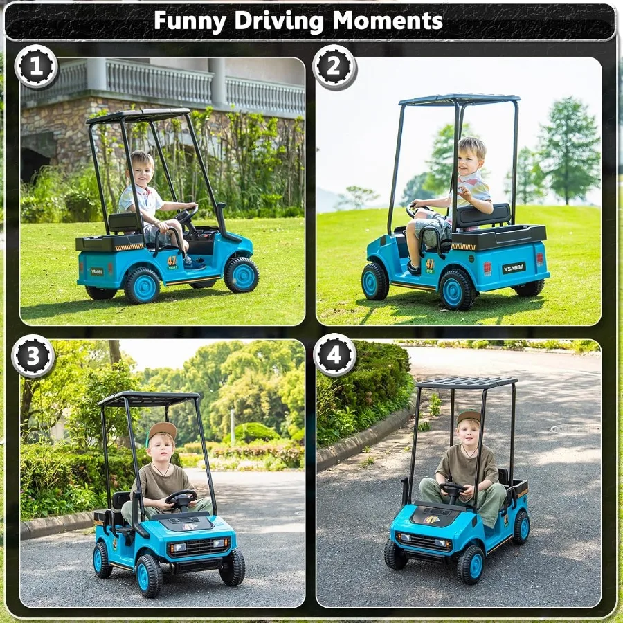 12V 7AH 골프 카트, 리모컨 포함, 2륜 구동, 남아 여아용 2인승 배터리 구동 자동차, 음악 플레이어 포함
