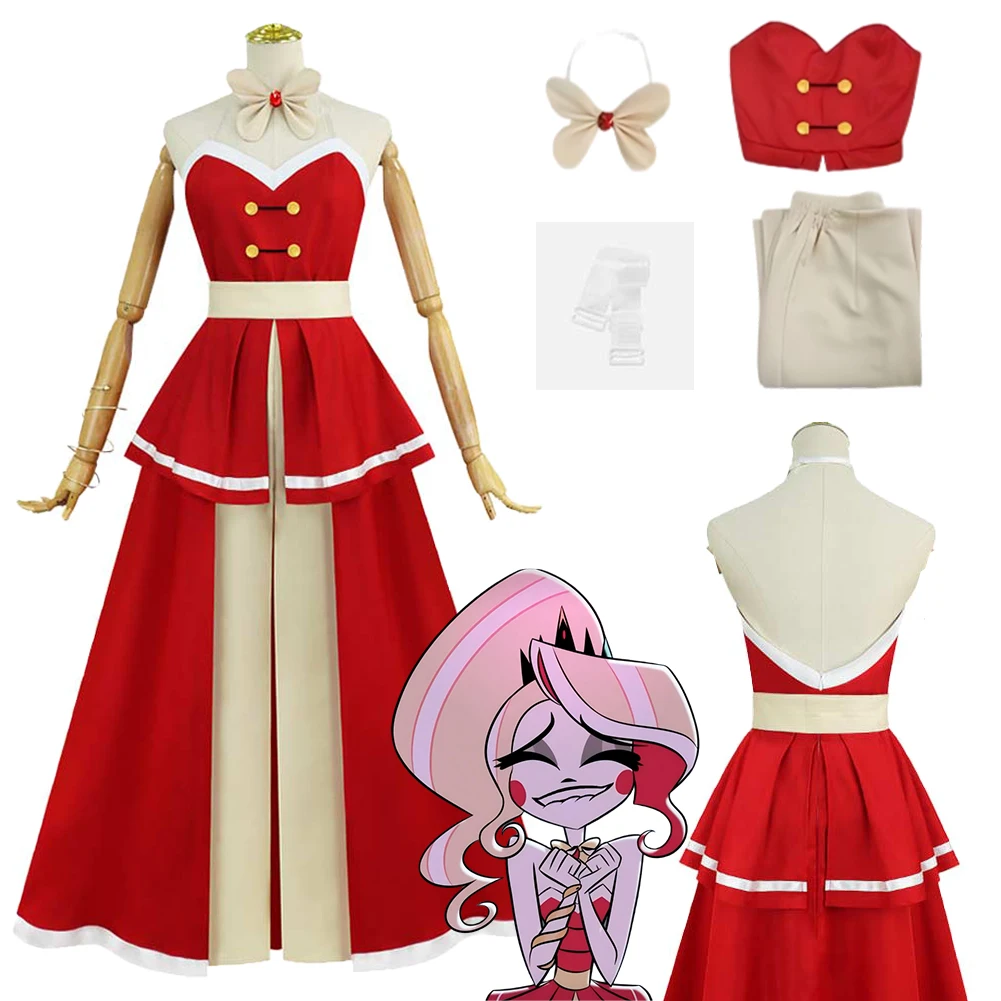 

Fantasia Charlie Cosplay Clothing Red Dress TV Hell Inn Women Disfraz Costume Female Fantasy Halloween Carnival Party Clothes