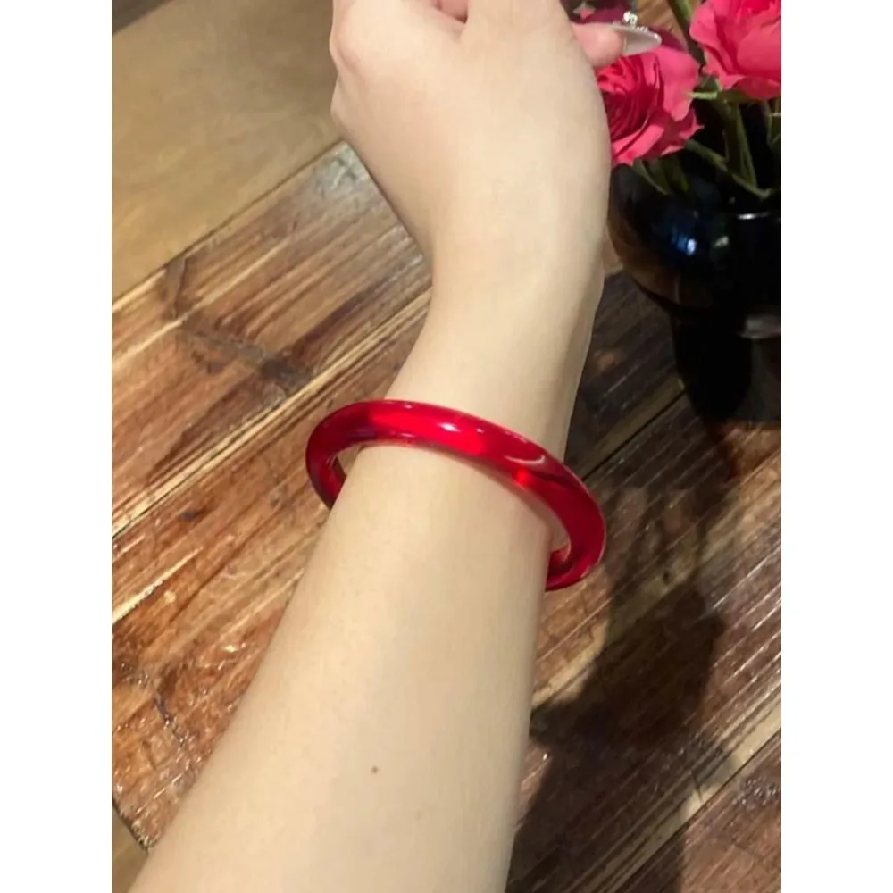 Pure natural red crystal bracelet jade bracelet women's ice white moonlight chalcedony new Chinese style gift