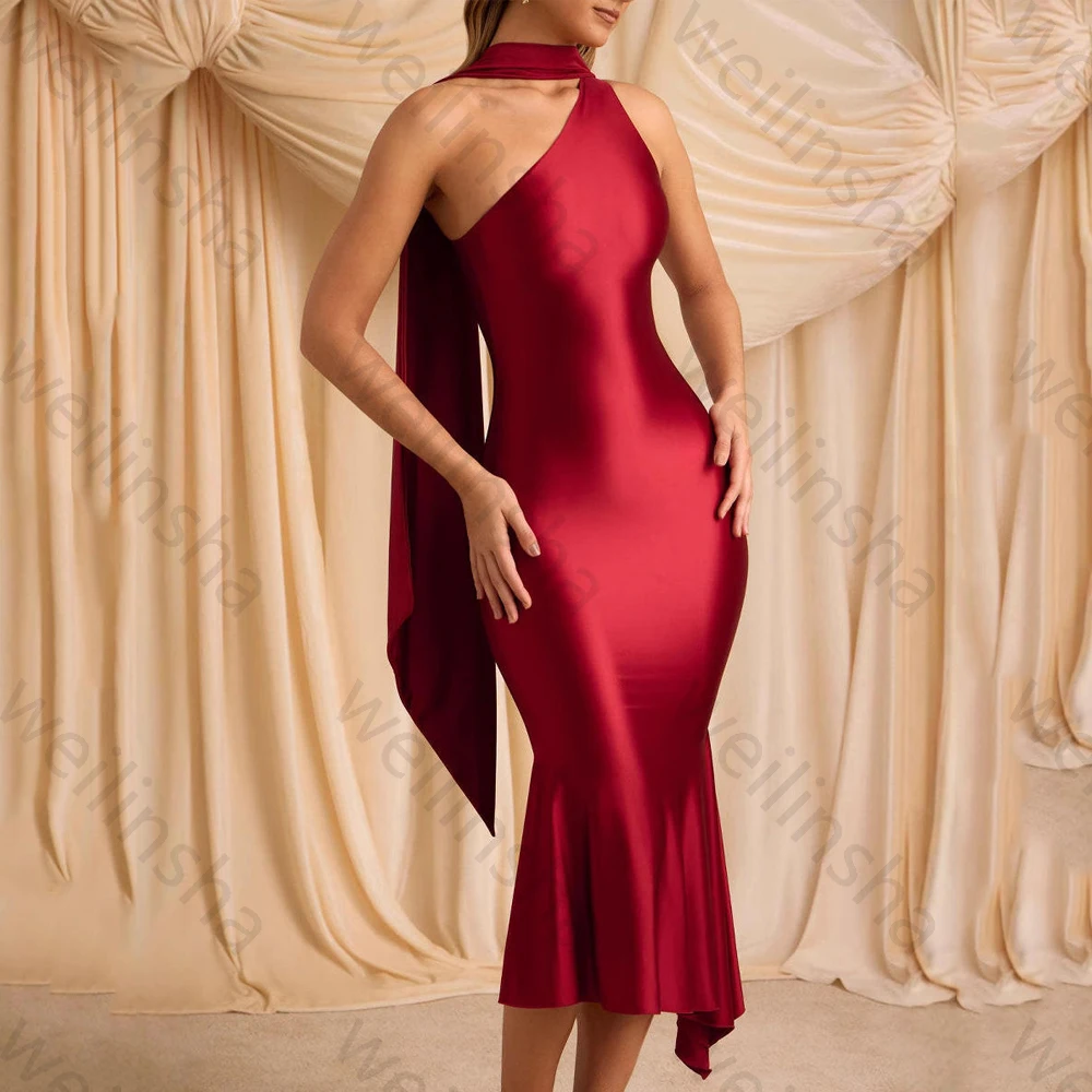 

Модные элегантные атласные облегающие вечерние платья с открытыми плечами и открытой спиной, изысканные платья высокого качества для выпускного вечера для женщин по индивидуальному заказу