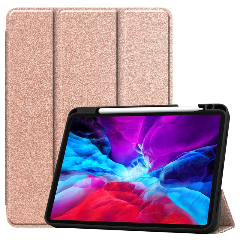 Case For iPad Pro 12.9 inch 2020 Case With Pencil Holder Stand Folding Leather Cover For iPad Pro 2020 12.9 Case Auto Sleep/Wake