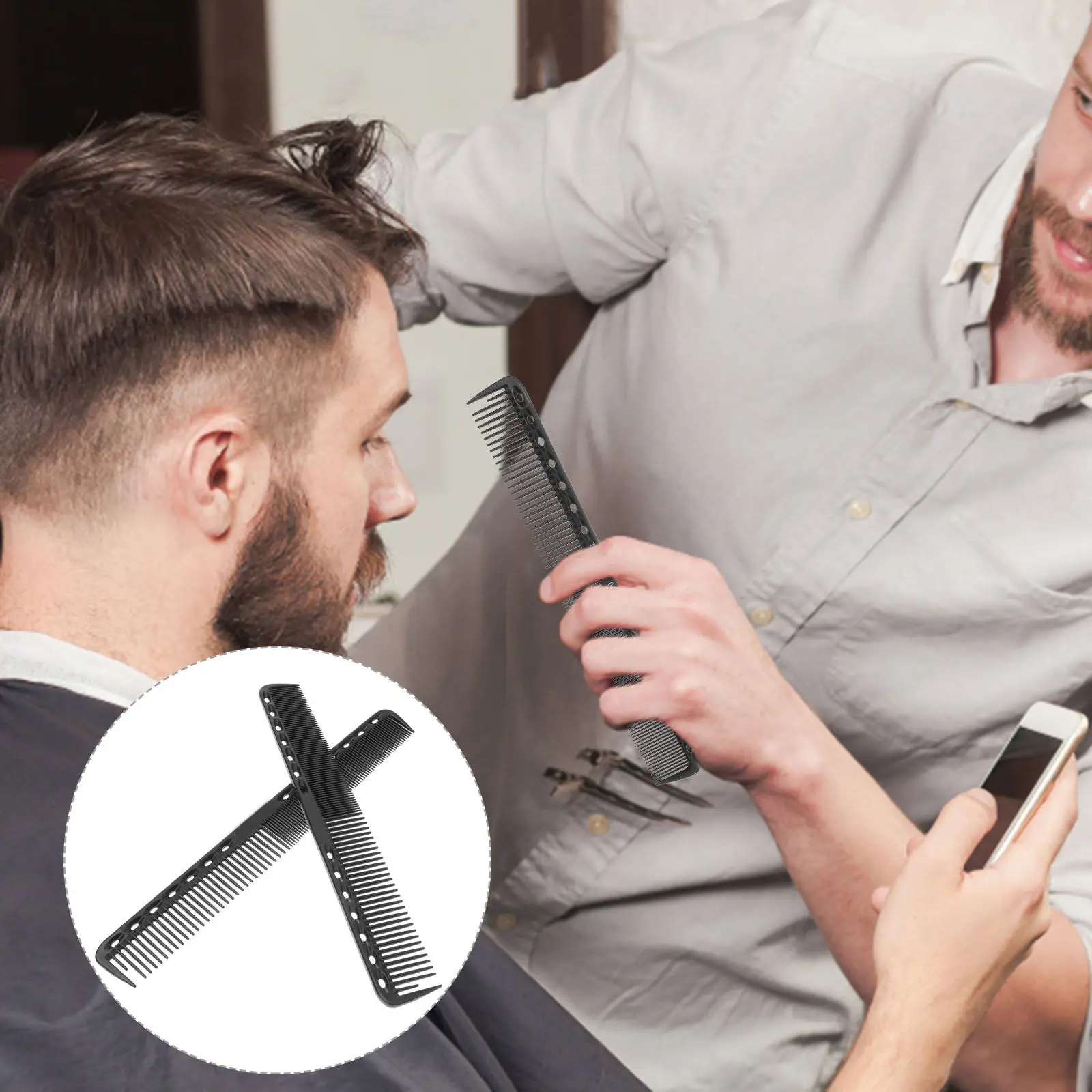 

2Pcs Anti Static Hairdressing Combs Plastic Styling Fine Coarse Teeth Double Ended Comb for Salon Hair Comb Set Detangling