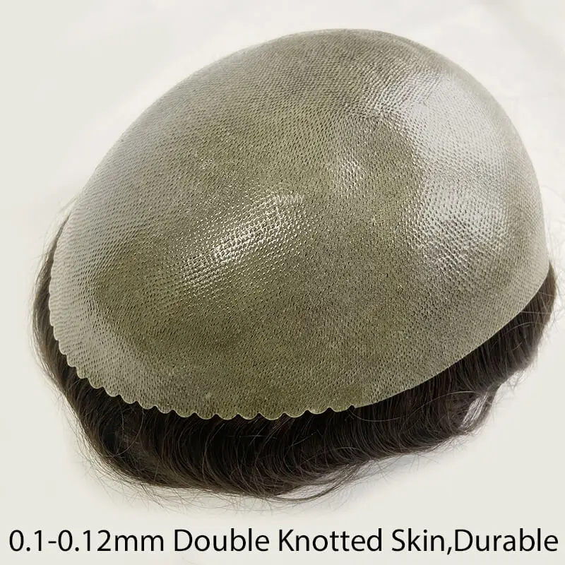 Promotion Toupee Double Knotted Skin Men Wig 100% Natural Human Hair Wig Male Hair Prosthesis 6