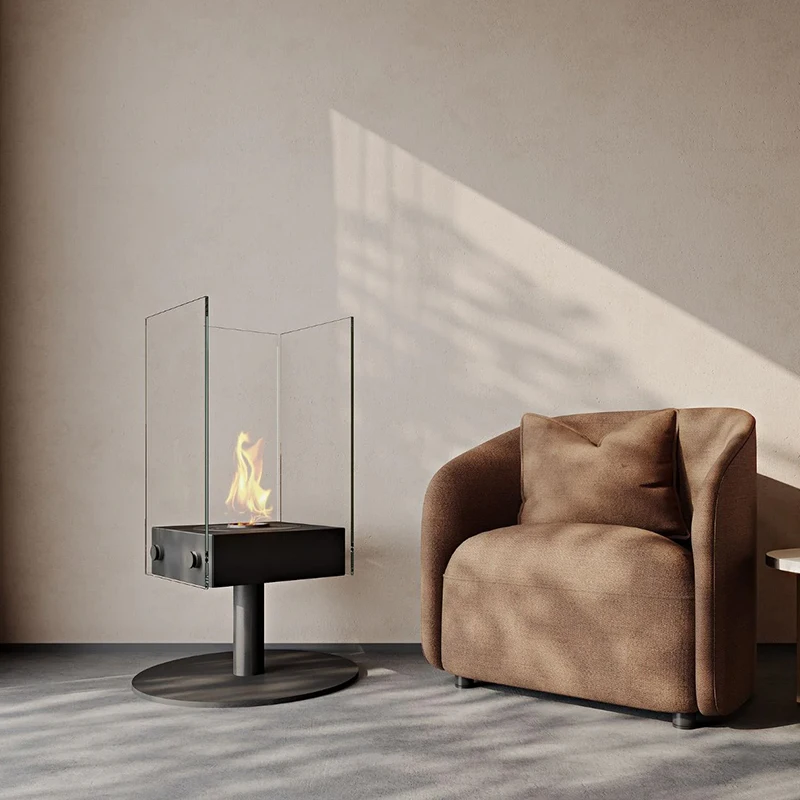 Nordic alcohol fireplace real flame living room simple heater custom TV cabinet background wall decorative ethanol stove view 3