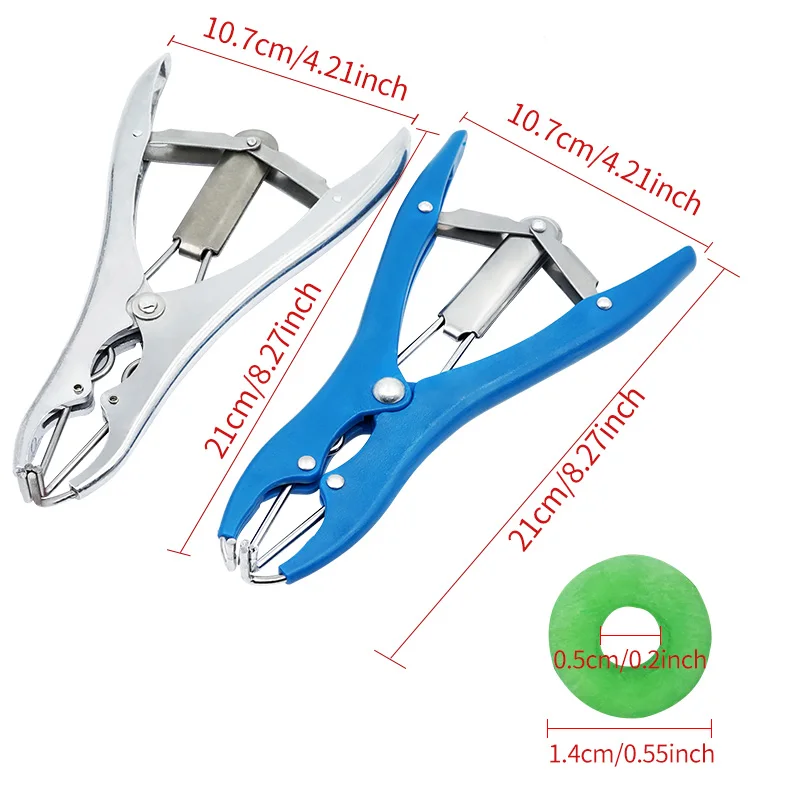 Livestock Tail Removal Piglets Sheep Castration Pliers with 100 Rubber Rings Castration Device Veterinary Equipment