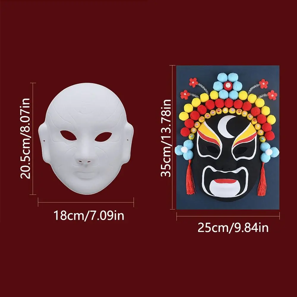 Self Made Beijing Opera Mask Craft Material Full Face Mask Decorative Ornaments Chinese Unpainted Mask Set Tassels