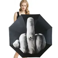 Creative Funny Middle Finger Men Umbrella Outdoor Sunscreen Travel Windproof Vintage Woman Compact Wind Resistance Parasol Gift