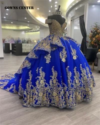 Royal Blue Off The Shoulder Quinceanera Dresses Ruffell Ball Gown Birthday Gown Sparkly Sweet 16 Dress vestidos de 15 Customized