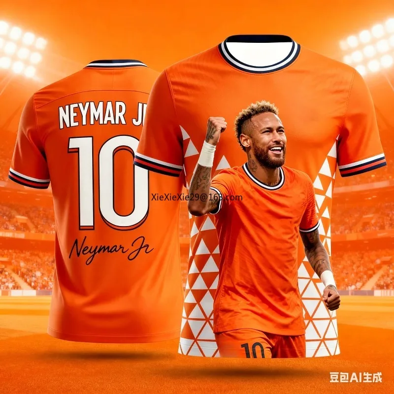 26 AI New Neymar # 10 Men's and Children's Fashionable Football Jersey Summer Couple Style Quick Drying Adult Short Sleeved Gift
