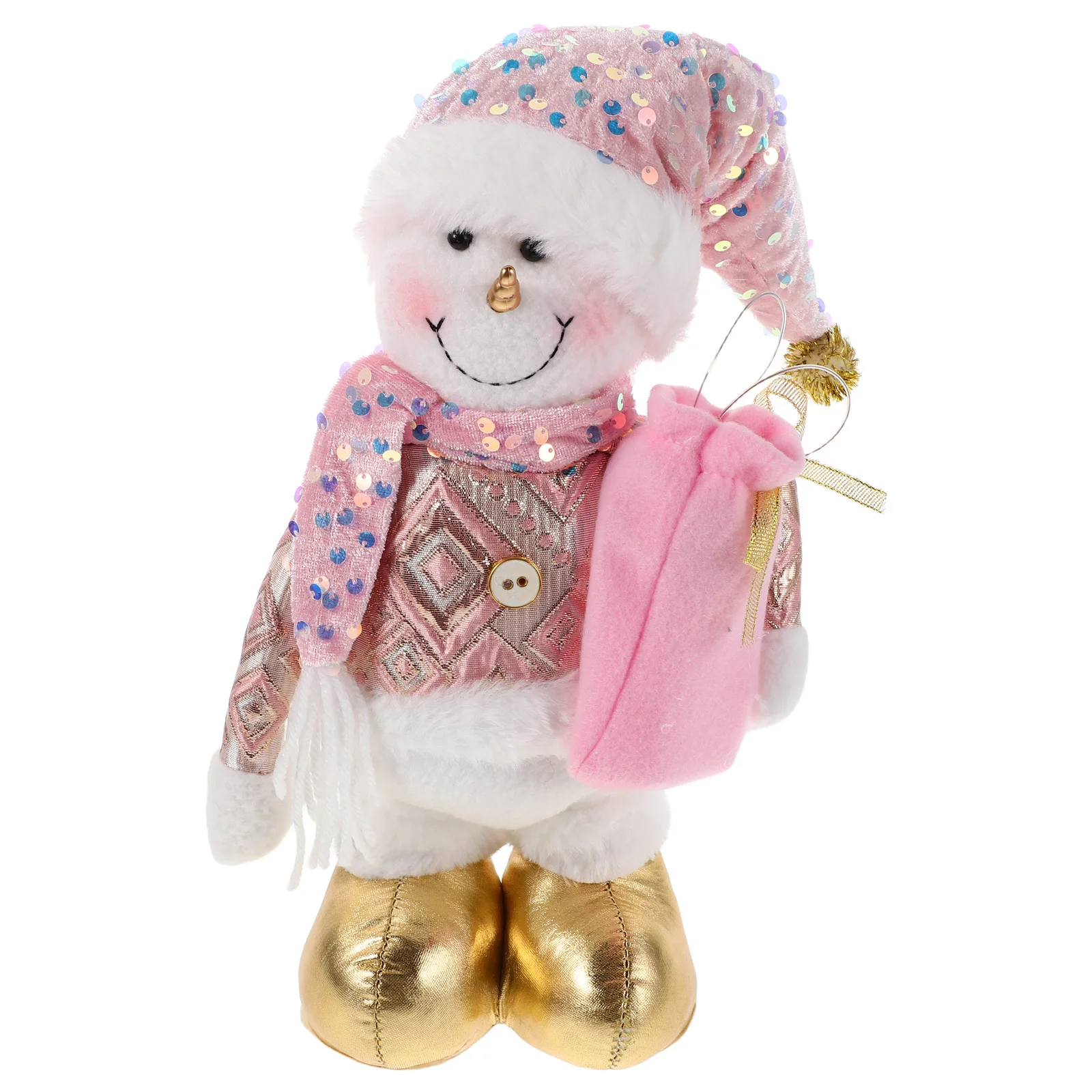 

Christmas Decorations Stuffed Pink Adjustable Height Music Light Glow Holiday Desktop Ornament Window Display Party