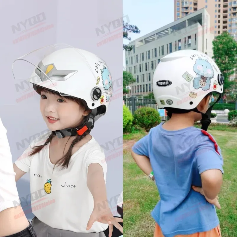 Motorcycle Helmets Children's Cute Cartoon Four Seasons Exposed Face Boys and Girls Bicycle Safety Protection Helmets