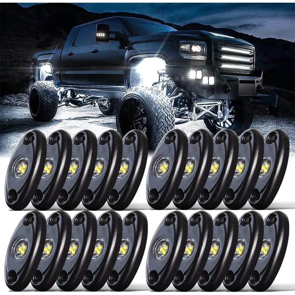 

White Rock Lights,High Power Underbody e White LED Rock Lights or UTV Trucks O Road RZR Auto Car Boat ATV SUV Waterproo High Pow