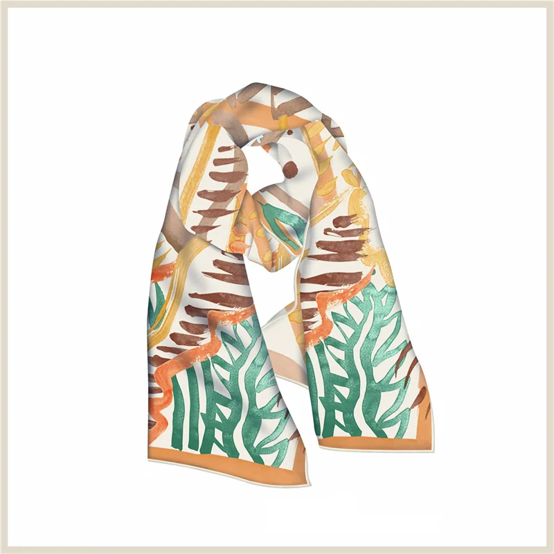 Pobing Twill Seiden schal Frauen Poncho Hand gerollt Graffiti gedruckt lange Schals Wraps Bandana großen Schal Hijabs weibliche Foulards – Detail 10