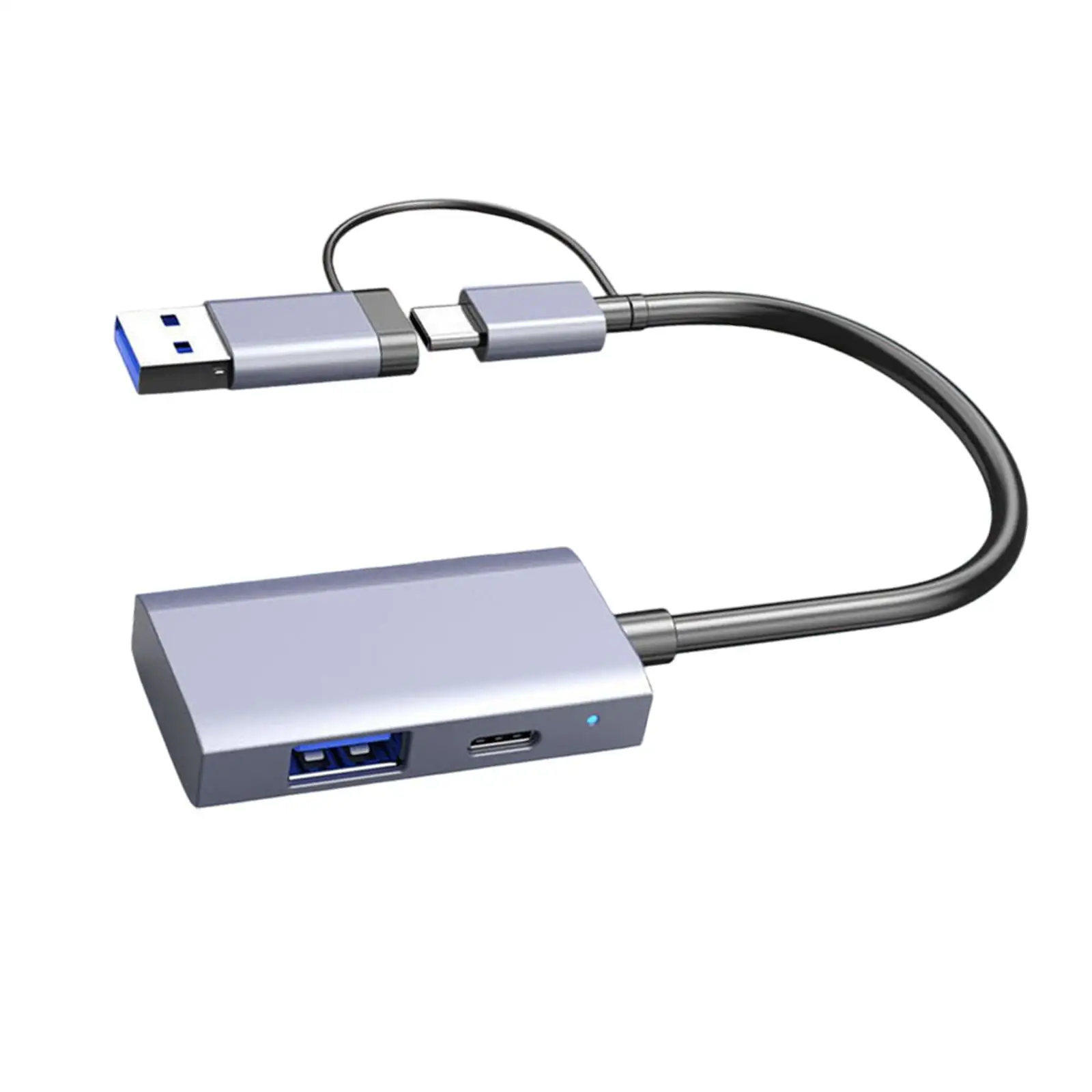 قارئ بطاقات 4 في 1، ملحقات إلكترونية متعددة الوظائف، توصيل وتشغيل واجهة مزدوجة USB C، USB 3.0، SD، TF رمادي